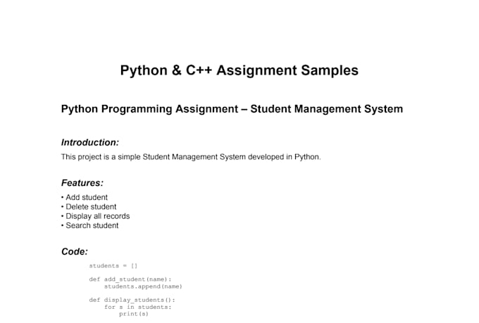 help in you coding assignments python cpp