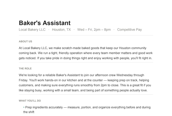 write professional job descriptions and HR documents