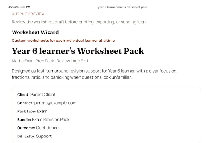 create a custom printable math or english worksheet pack