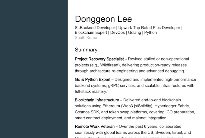 architect high performance blockchain and backend systems