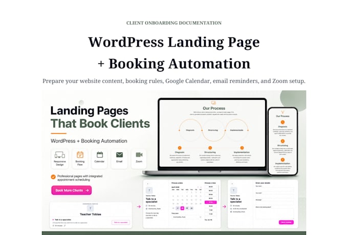 create a wordpress landing page with booking automation