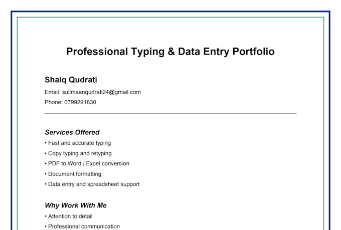 professional typing and data entry services