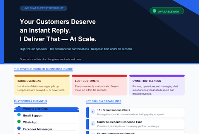 be your live chat support agent for your business
