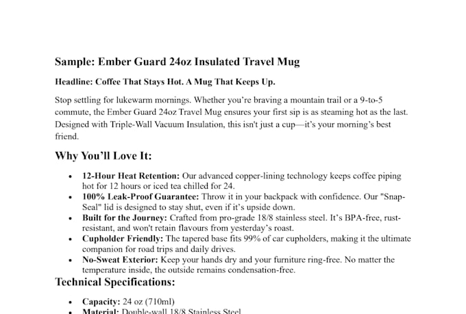 write a professional product description a copy that sells