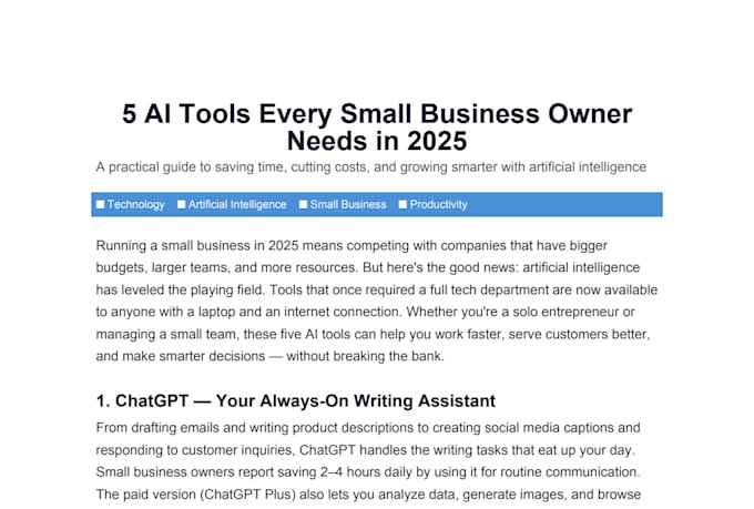 write engaging tech and ai blog posts and articles for your website