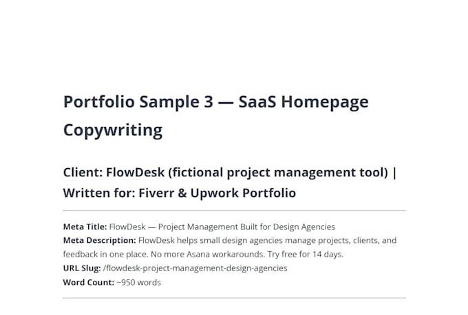write website copy and landing pages for saas startups