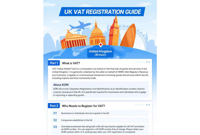 assist with UK vat registration and eori application for amazon sellers