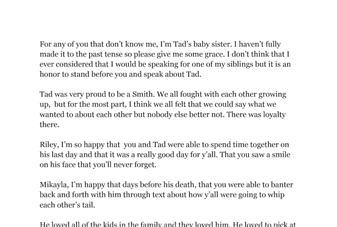 write a touching eulogy for your loved one