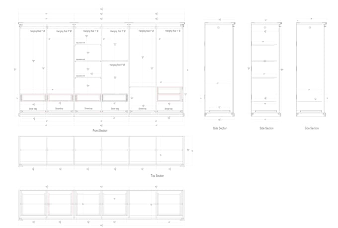 design professional kitchen cabinets and wardrobe shop drawings