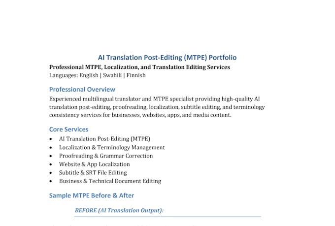professionally post edit ai translated content and mtpe