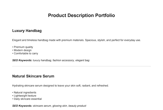 write professional product descriptions for your online store