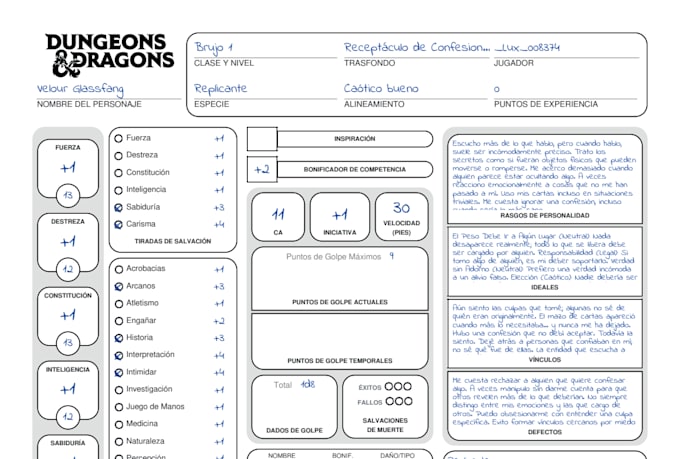 create a custom dnd 5e character sheet from your concept