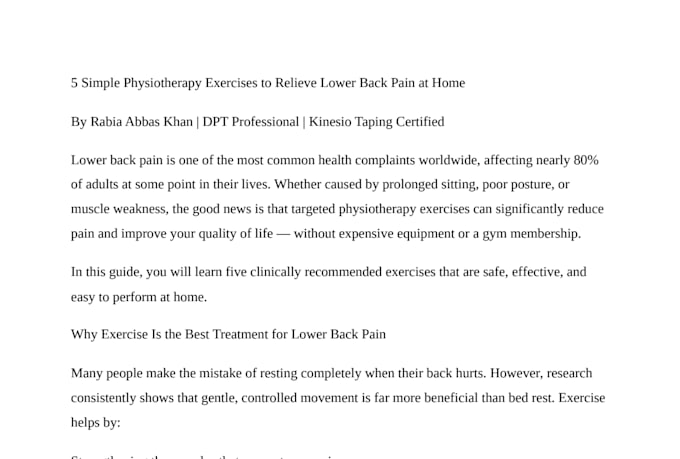 write professional physiotherapy and health articles