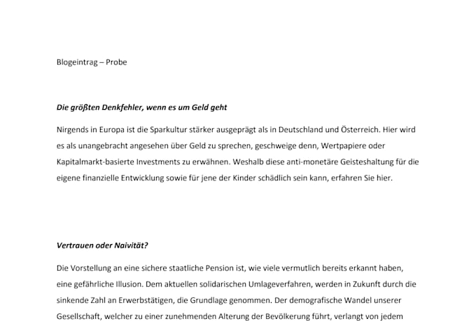 einen einzigartigen artikel für sie verfassen
