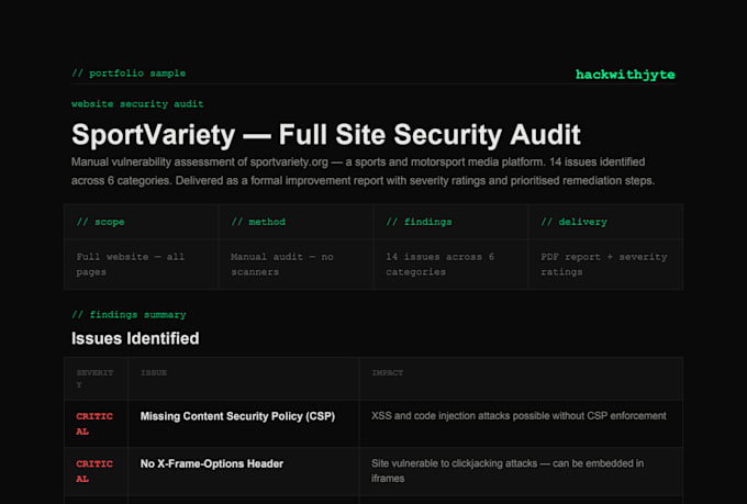 perform a website security audit and vulnerability report