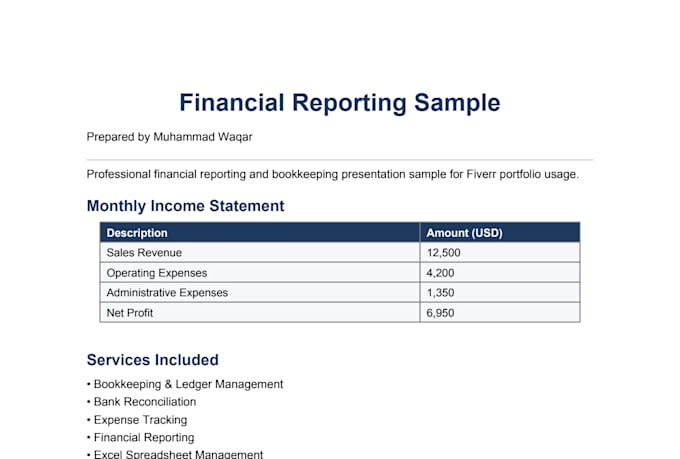 provide professional bookkeeping and accounting services