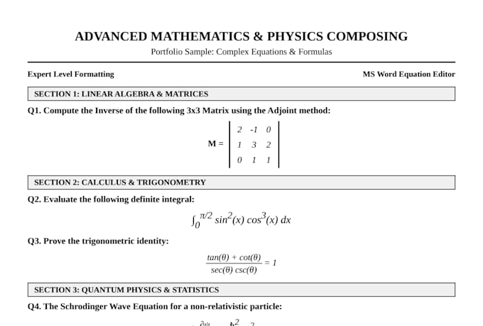 do professional math and equations typing in ms word