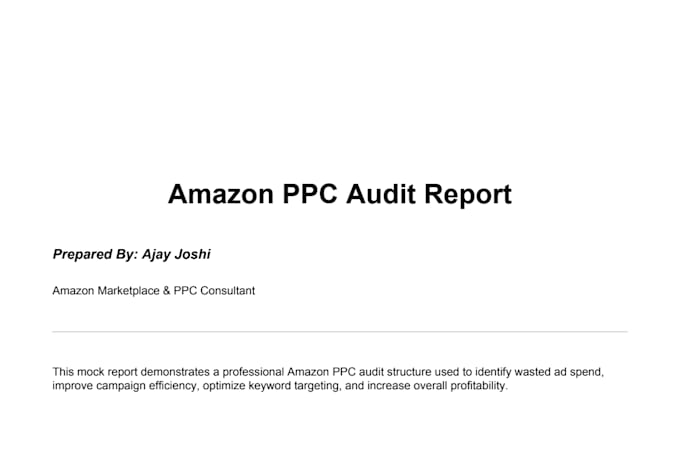 do amazon PPC audit and optimization