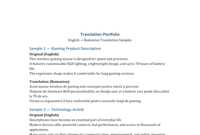translate english to romanian manually