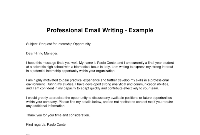 write a professional email for any situation