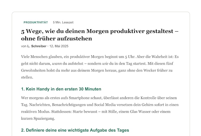write professional blog posts and website copy in german