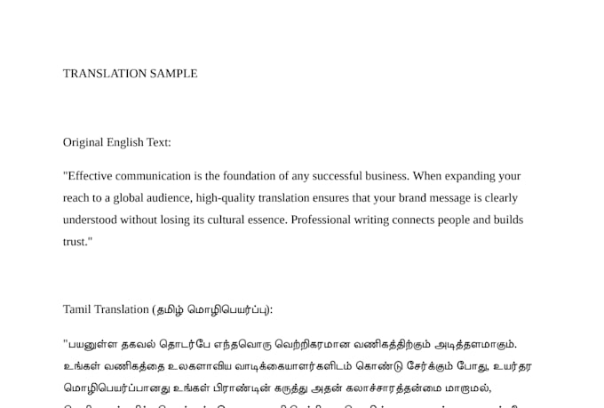 write and tranlate tamil content professionally