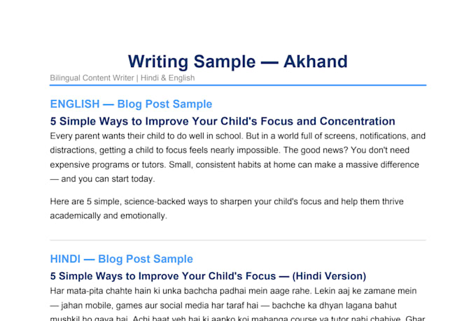write SEO blog posts and instagram captions in hindi and english