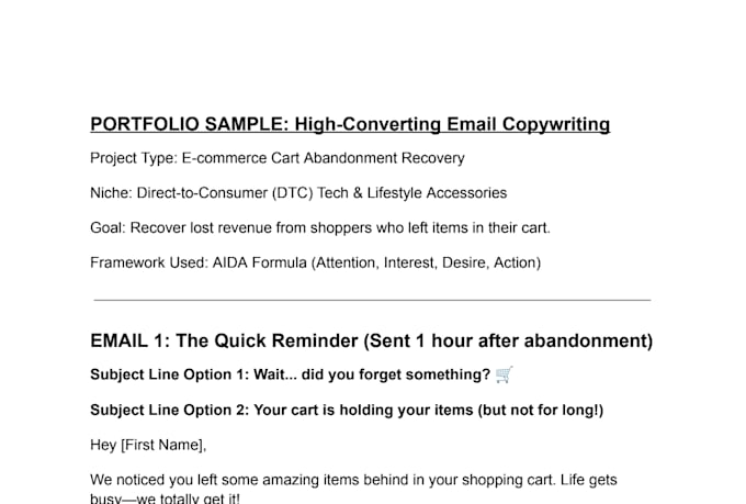 write high converting sales email copywriting