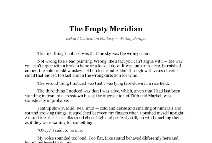 ghostwrite your fantasy or isekai fiction novel chapters