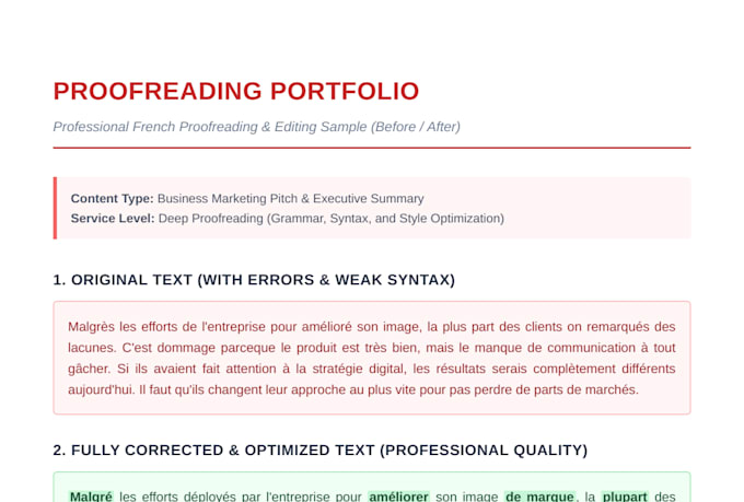 proofread and edit your french text for perfect flow