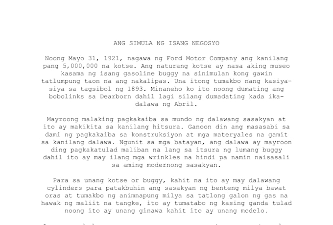 write your english articles to tagalog