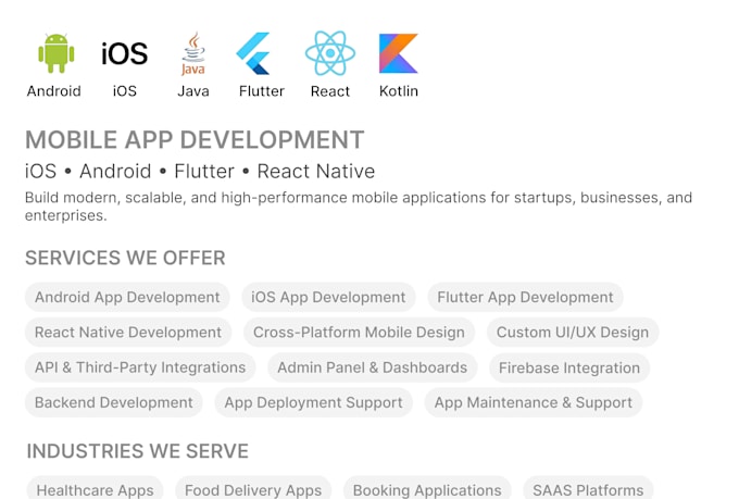 develop mobile app for ios android flutter react native