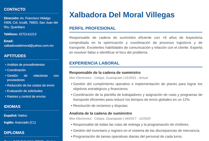 redactaré y diseñaré tu currículum profesional