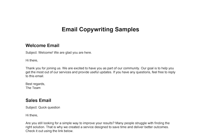 write professional email copies for your business