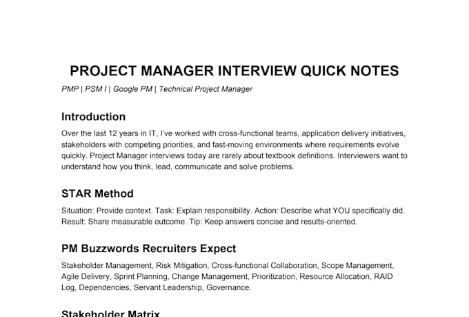 prepare you for project manager and scrum master interviews