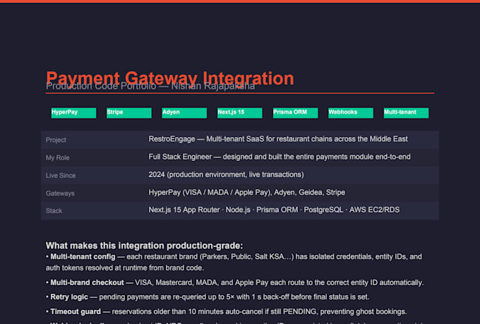 integrate stripe, adyen, or hyperpay payment gateway with webhooks