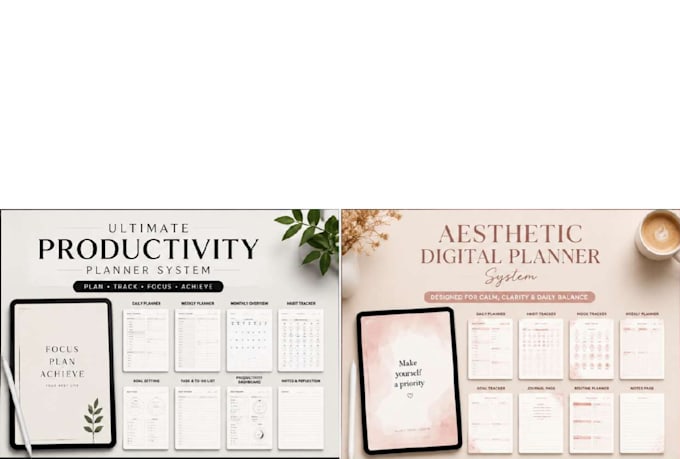 design premium digital planner, tracker, journal printable