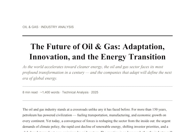 write expert oil and gas technical articles and energy industry content