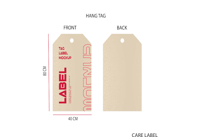clothing hang tag, label, and product sticker design