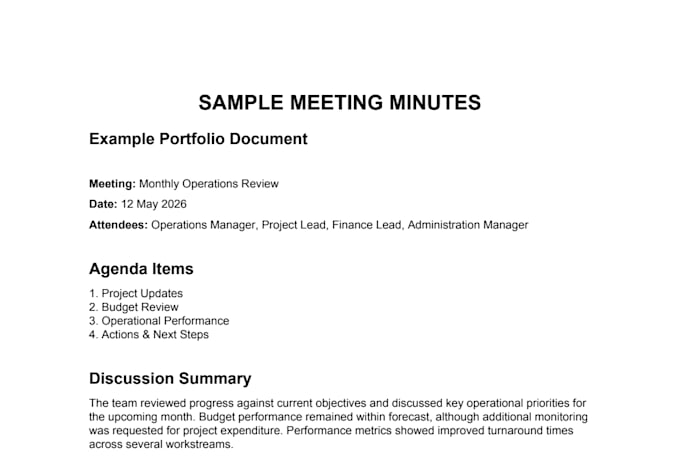 create meeting minutes and action notes