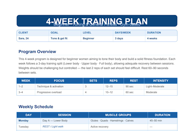 create a personalized training program based on your goals