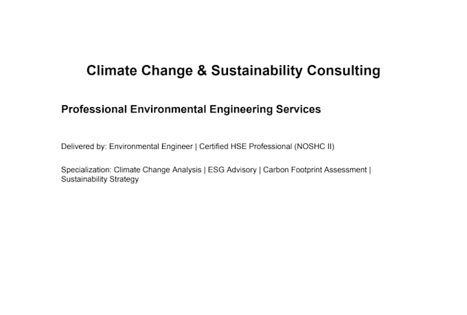 provide climate change and sustainability consulting
