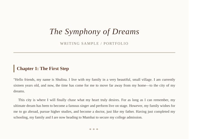 write creative story for you