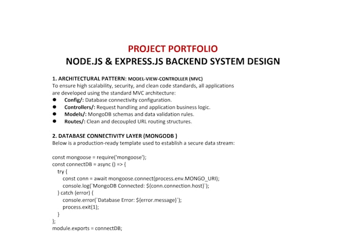 develop professional node js express backend with mongodb
