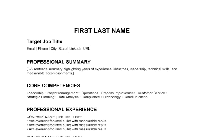 write a professional ats optimized resume