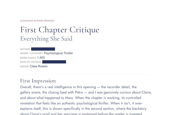 critique the first 50 pages of your novel