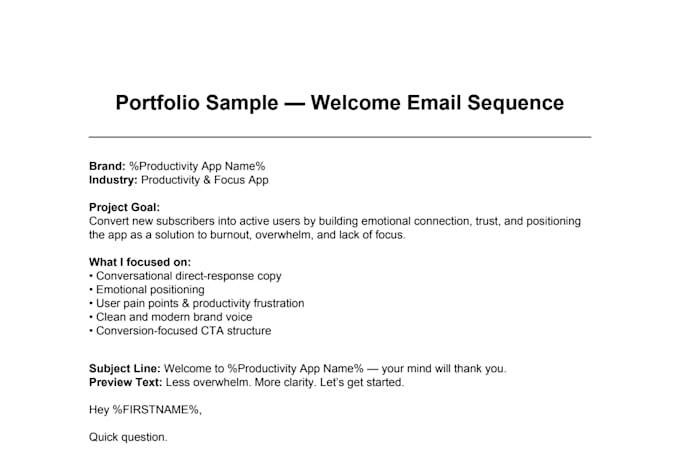 create a welcome email sequence