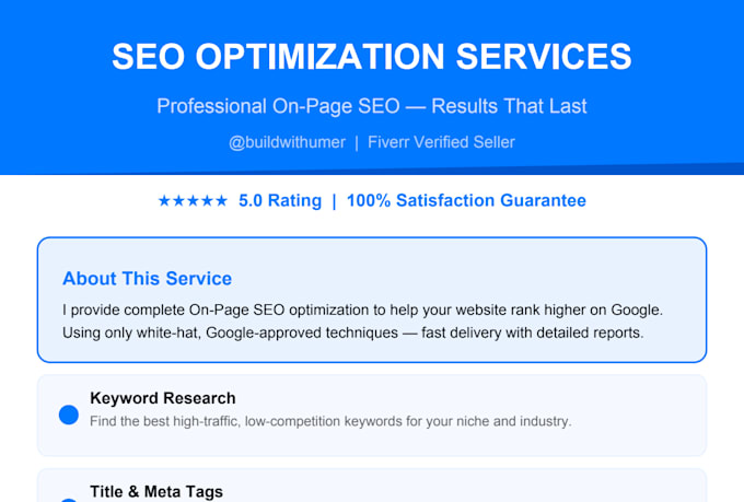 complete on page SEO optimization for your website
