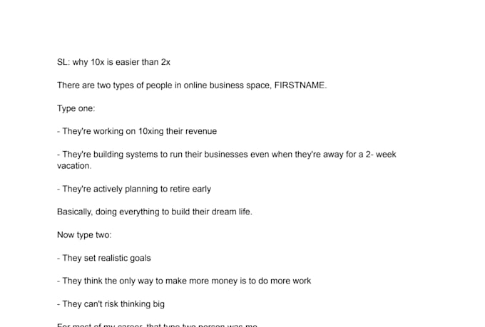 write converting email sequence for your offer and business