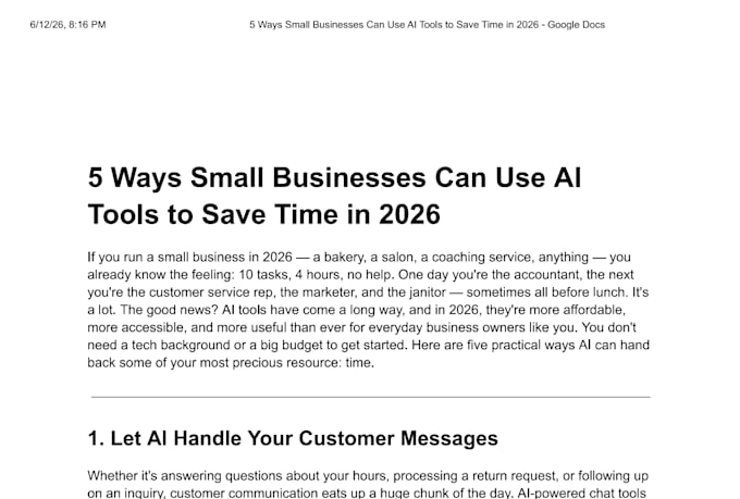 write an SEO blog post or article for your business using ai research